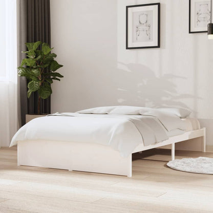 Bed Frame White Solid Wood 120X190 Cm Small Double