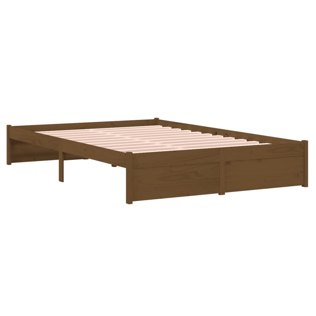 Bed Frame Honey Brown Solid Wood 120X190 Cm Small Double