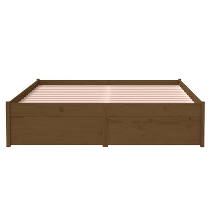 Bed Frame Honey Brown Solid Wood 120X190 Cm Small Double