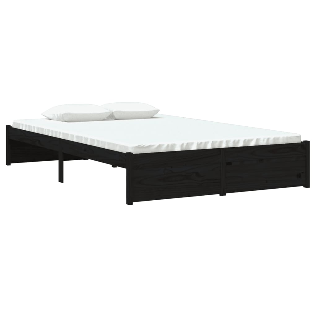 Bed Frame Black Solid Wood 120X190 Cm Small Double