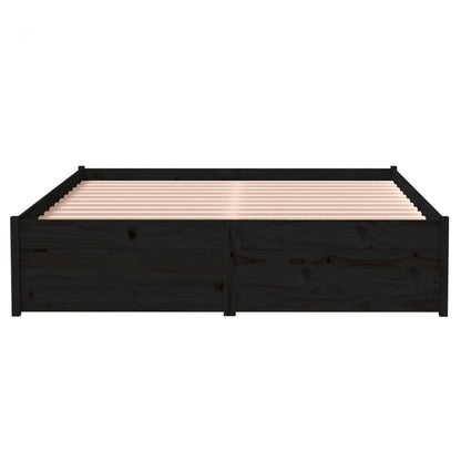 Bed Frame Black Solid Wood 120X190 Cm Small Double