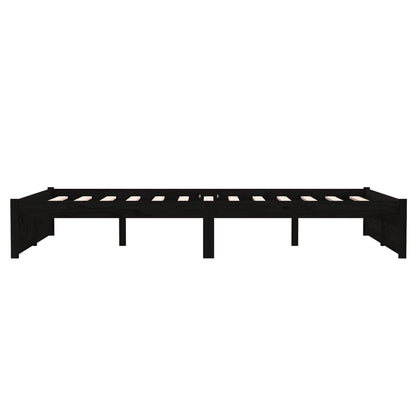 Bed Frame Black Solid Wood 120X190 Cm Small Double