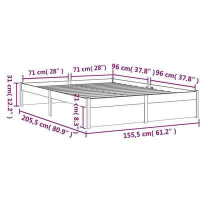 Bed Frame Solid Wood 150X200 Cm King Size