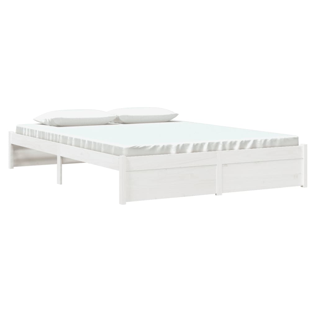 Bed Frame White Solid Wood 150X200 Cm King Size