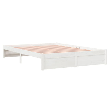 Bed Frame White Solid Wood 150X200 Cm King Size