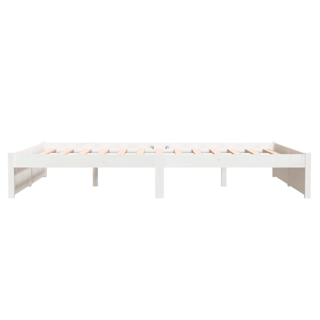 Bed Frame White Solid Wood 150X200 Cm King Size