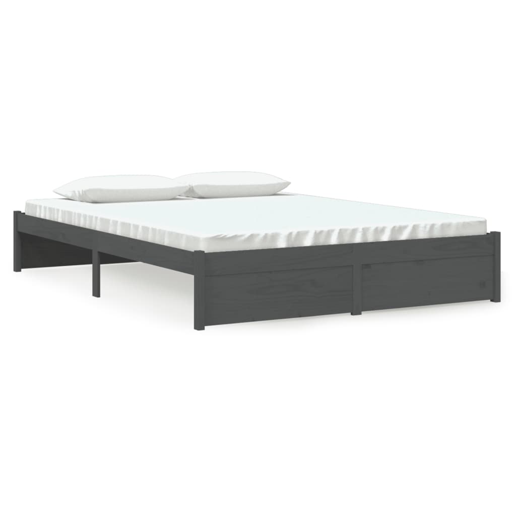 Bed Frame Grey Solid Wood 150X200 Cm King Size