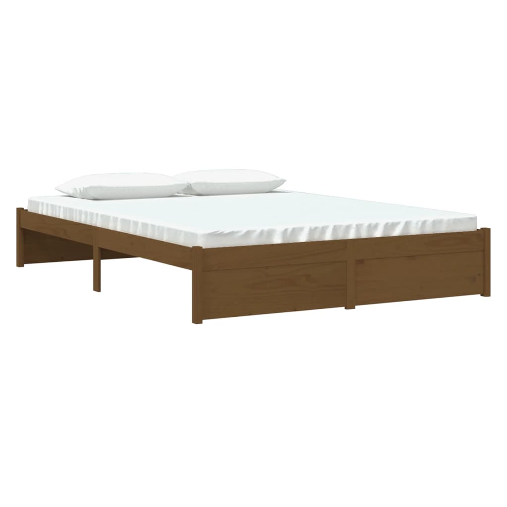 Bed Frame Honey Brown Solid Wood 150X200 Cm King Size