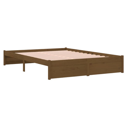 Bed Frame Honey Brown Solid Wood 150X200 Cm King Size