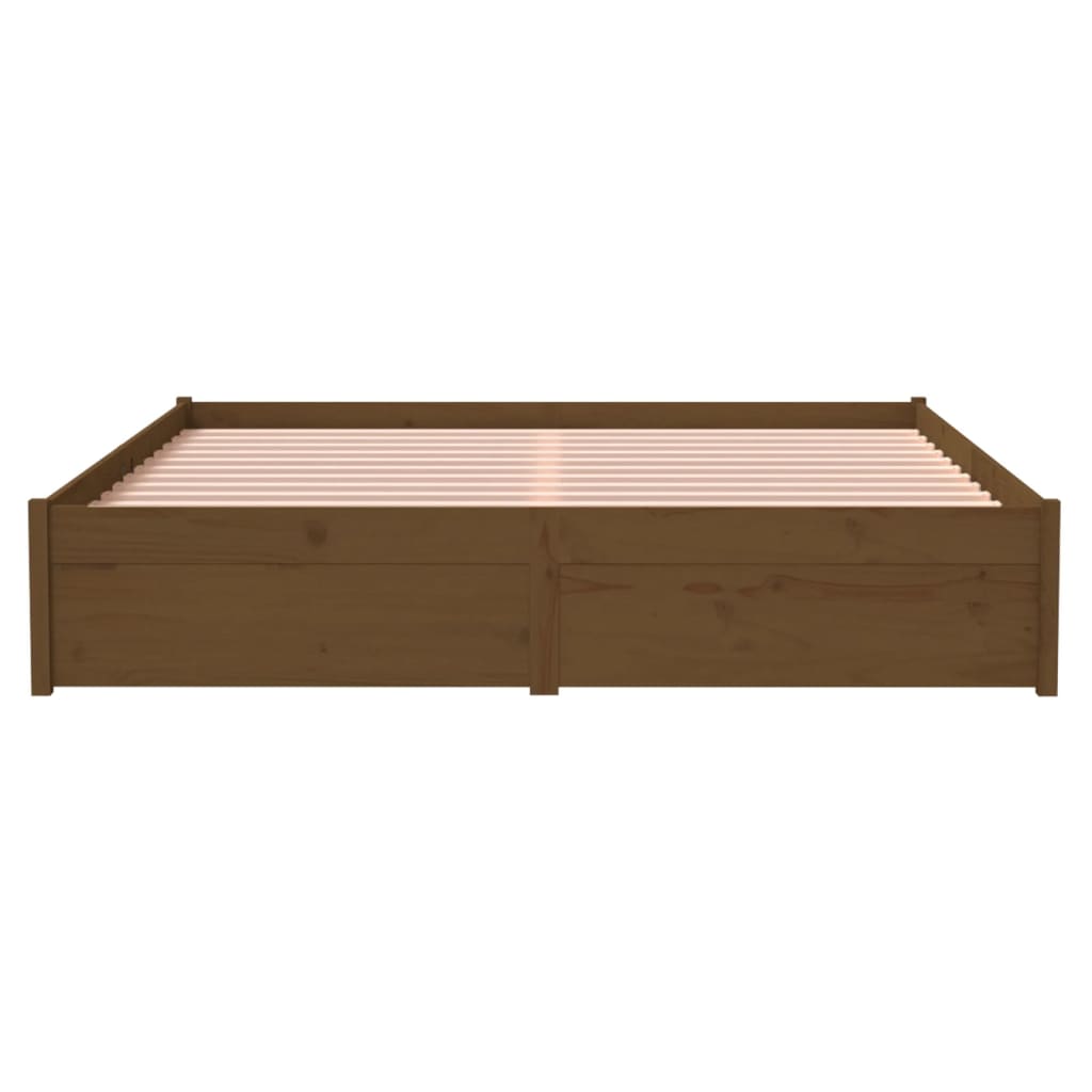 Bed Frame Honey Brown Solid Wood 150X200 Cm King Size