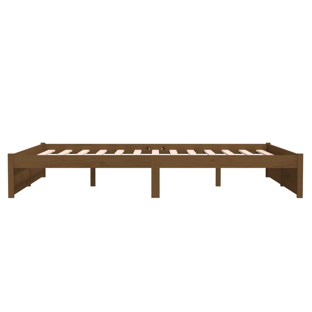 Bed Frame Honey Brown Solid Wood 150X200 Cm King Size