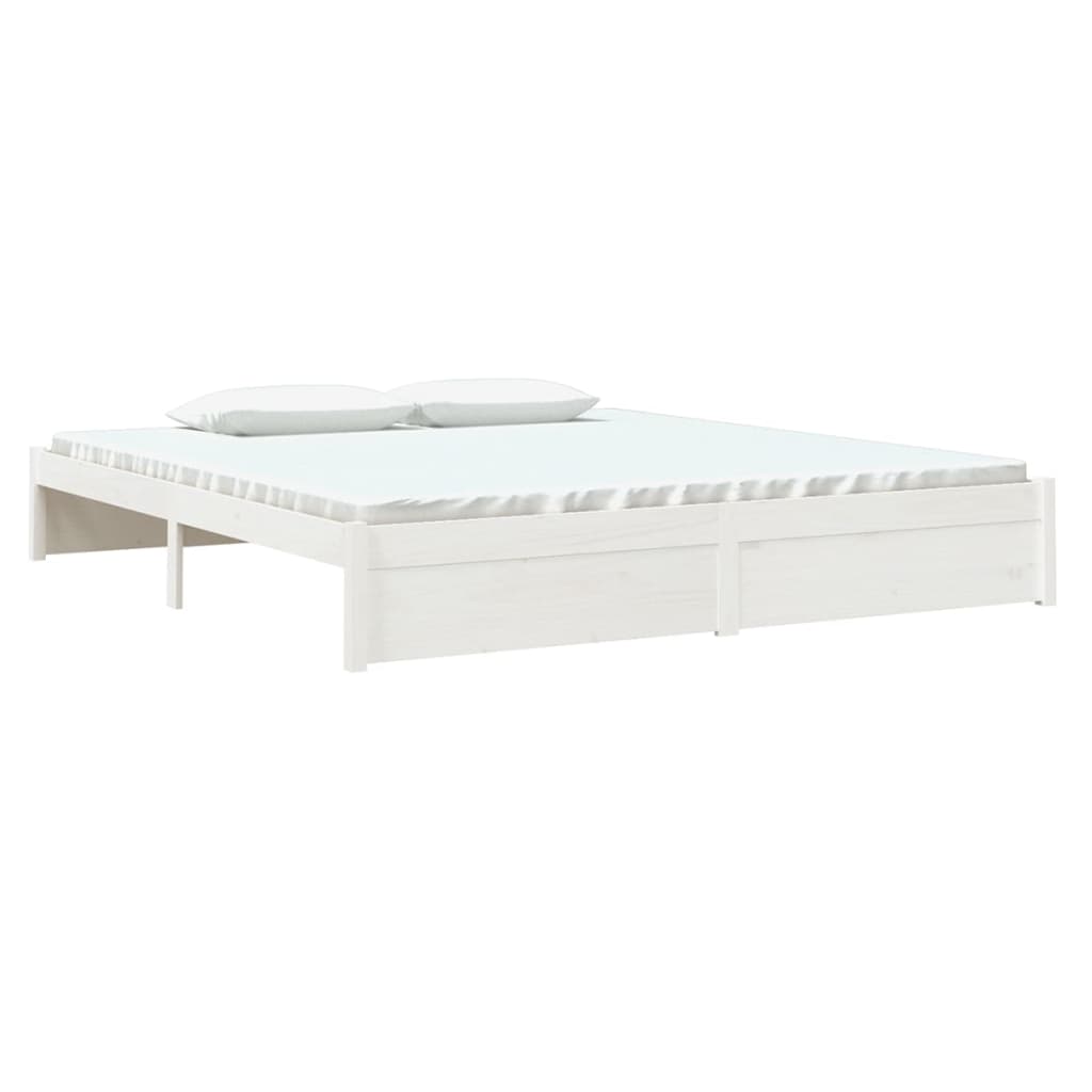 Bed Frame White Solid Wood 180X200 Cm Super King Size