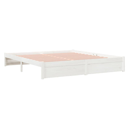 Bed Frame White Solid Wood 180X200 Cm Super King Size