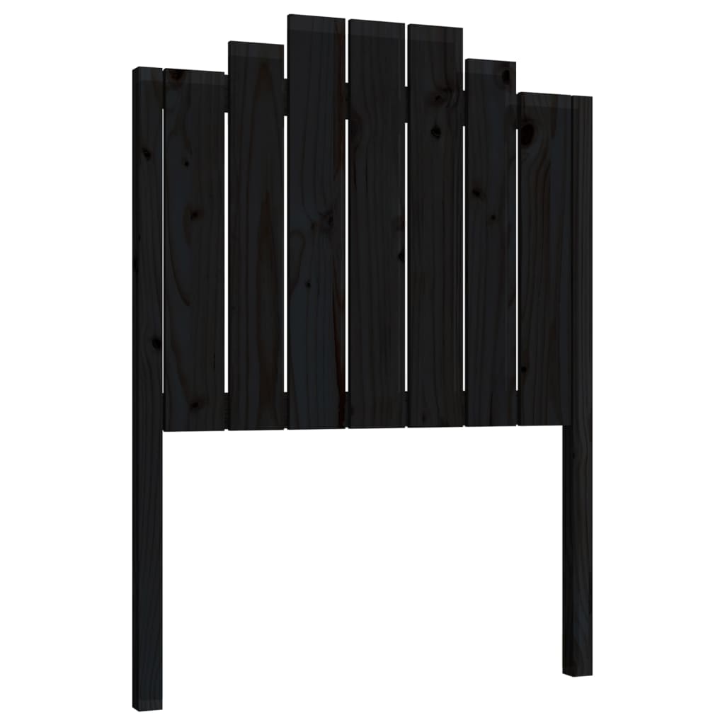 Bed Headboard Black 81X4X110 Cm Solid Wood Pine