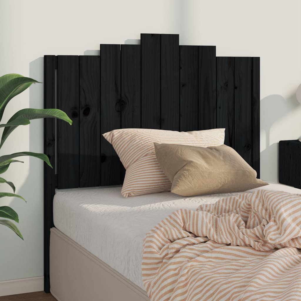 Bed Headboard Black 106X4X110 Cm Solid Wood Pine