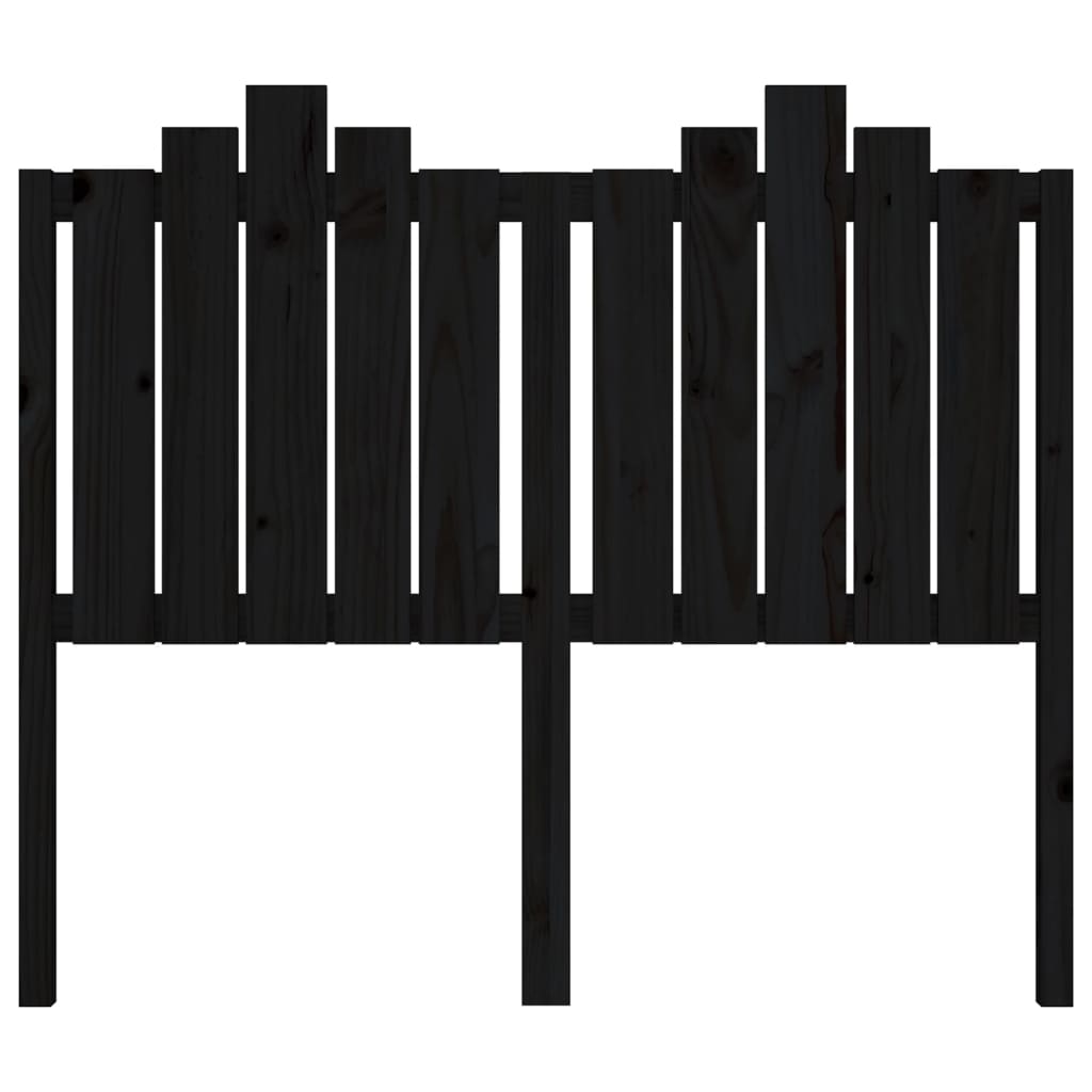 Bed Headboard Black 126X4X110 Cm Solid Wood Pine