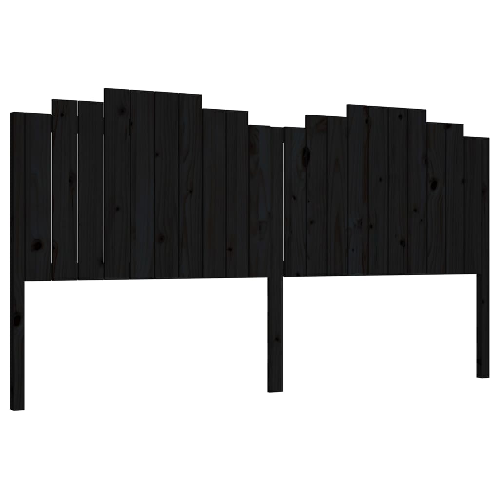 Bed Headboard Black 206X4X110 Cm Solid Wood Pine