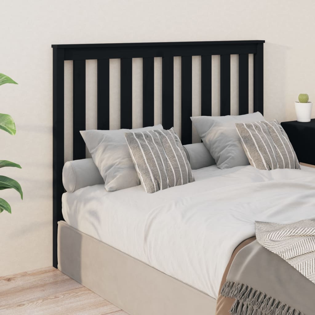 Bed Headboard Black 126X6X101 Cm Solid Wood Pine