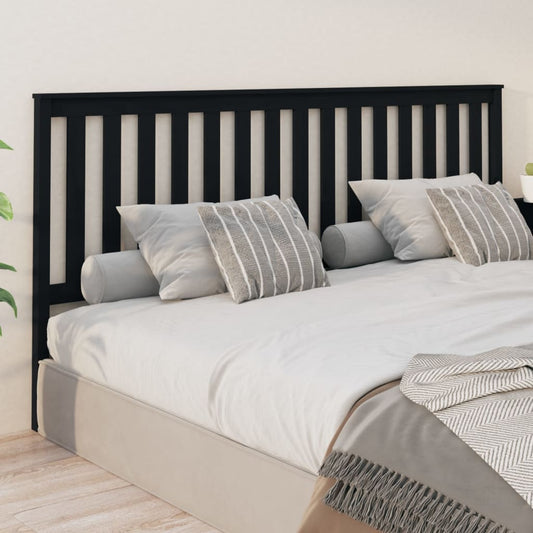 Bed Headboard Black 206X6X101 Cm Solid Wood Pine