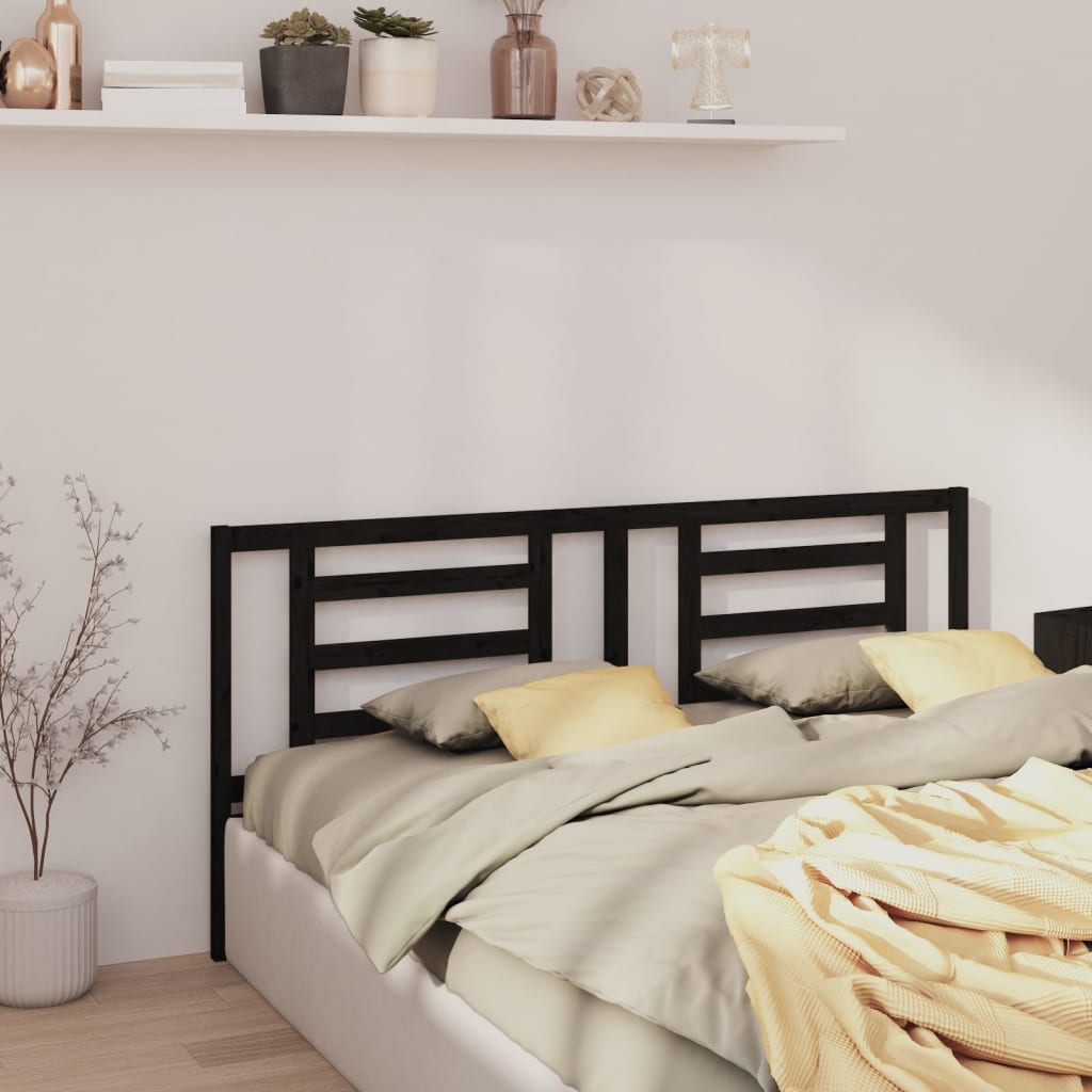 Bed Headboard Black 166X4X100 Cm Solid Pine Wood