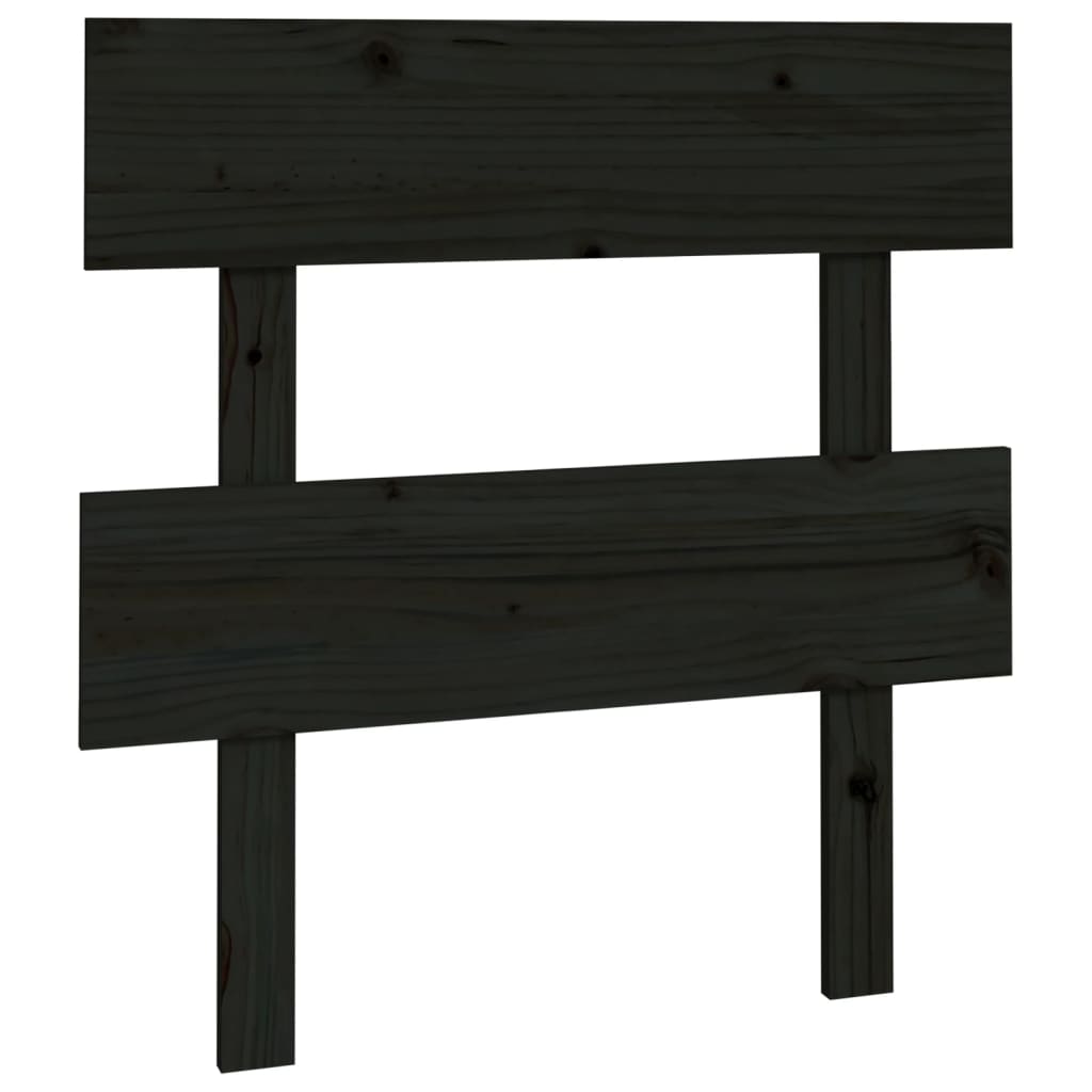 Bed Headboard Black 78.5X3X81 Cm Solid Wood Pine