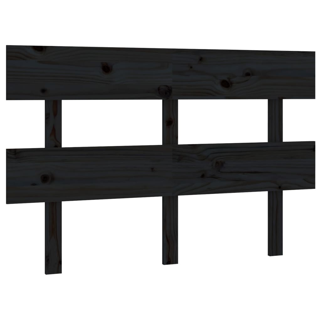 Bed Headboard Black 124X3X81 Cm Solid Wood Pine