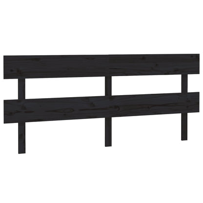 Bed Headboard Black 184X3X81 Cm Solid Wood Pine