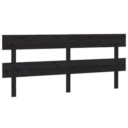 Bed Headboard Black 204X3X81 Cm Solid Wood Pine