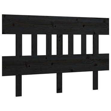 Bed Headboard Black 123.5X3X81 Cm Solid Wood Pine