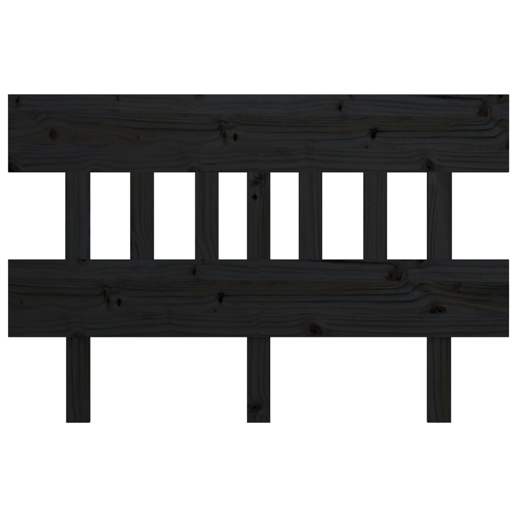 Bed Headboard Black 123.5X3X81 Cm Solid Wood Pine