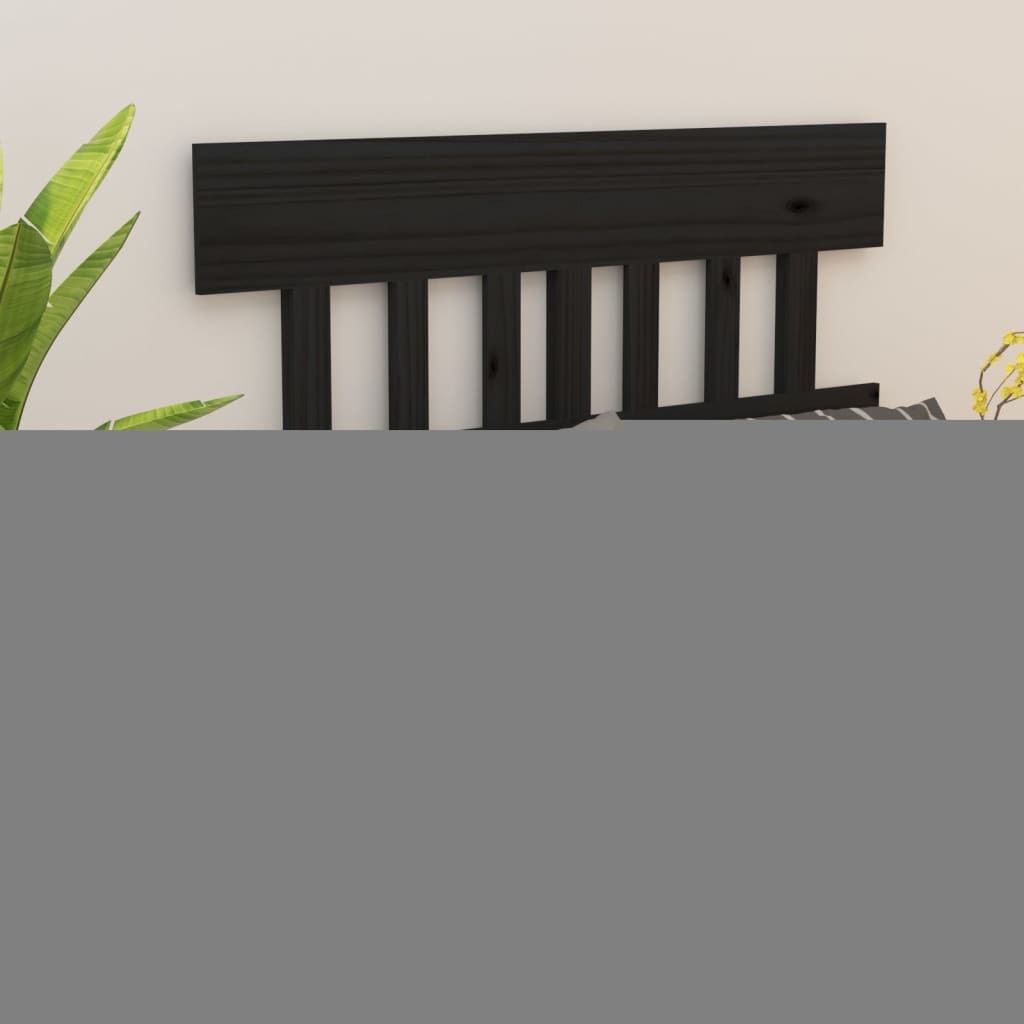 Bed Headboard Black 123.5X3X81 Cm Solid Wood Pine