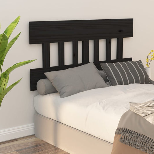 Bed Headboard Black 138.5X3X81 Cm Solid Wood Pine