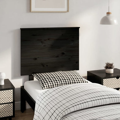 Bed Headboard Black 79X6X82.5 Cm Solid Wood Pine