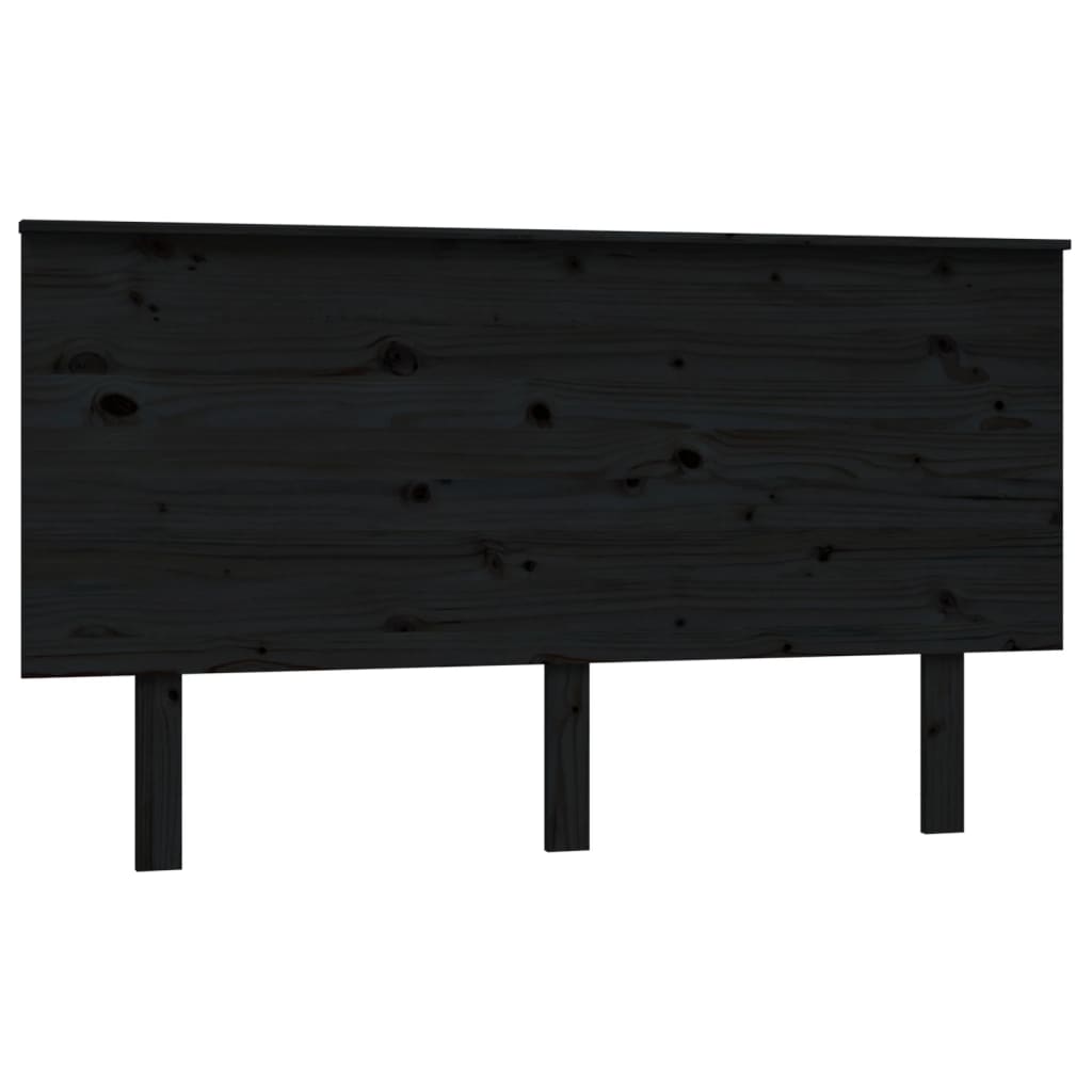 Bed Headboard Black 144X6X82.5 Cm Solid Wood Pine