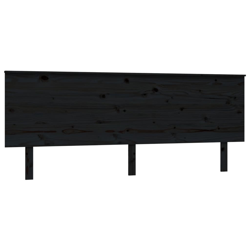 Bed Headboard Black 204X6X82.5 Cm Solid Wood Pine