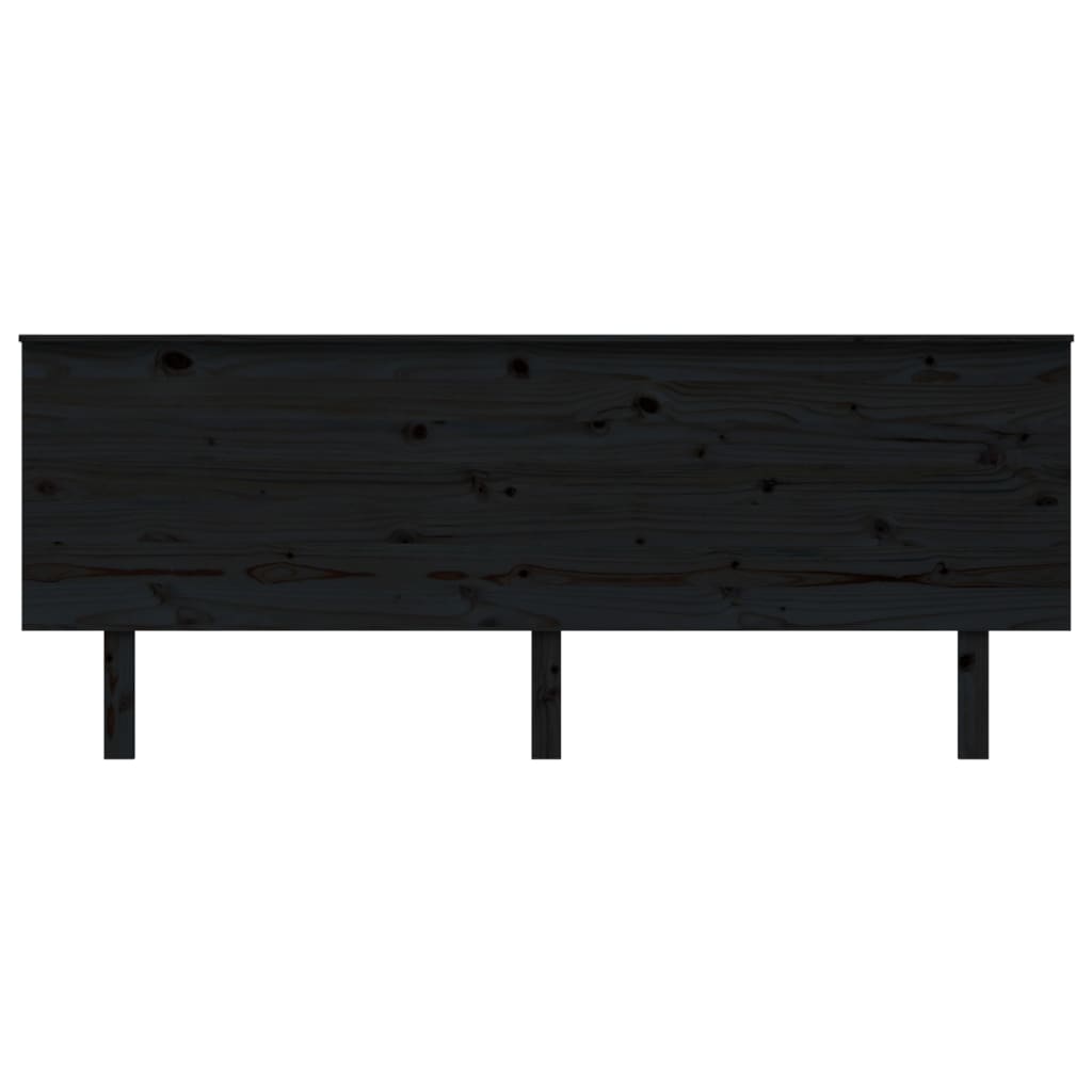 Bed Headboard Black 204X6X82.5 Cm Solid Wood Pine