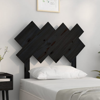 Bed Headboard Black 92X3X81 Cm Solid Wood Pine