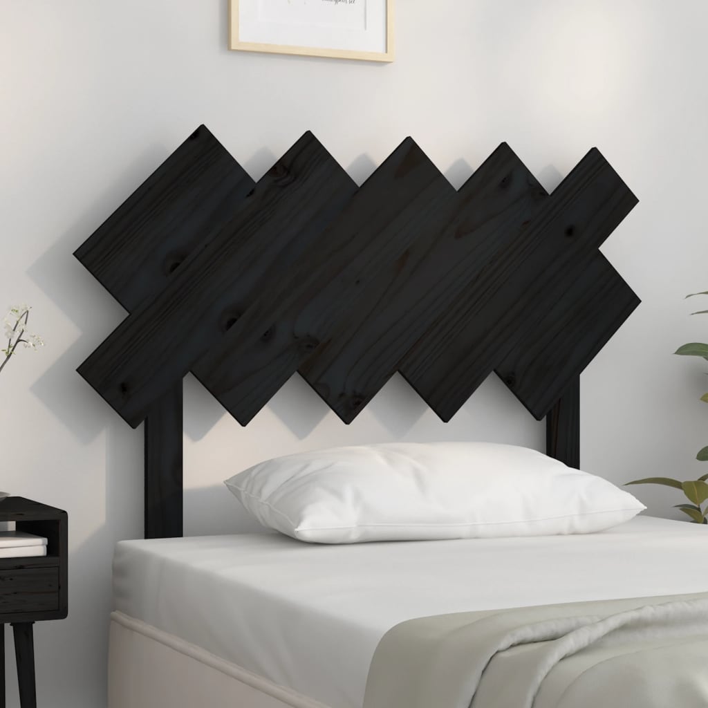 Bed Headboard Black 104X3X80.5 Cm Solid Wood Pine