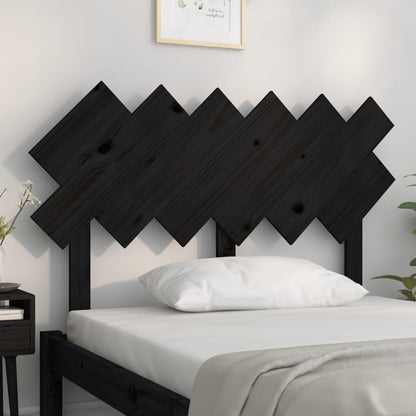 Bed Headboard Black 122.5X3X80.5 Cm Solid Wood Pine