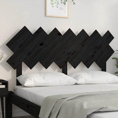 Bed Headboard Black 141X3X80.5 Cm Solid Wood Pine