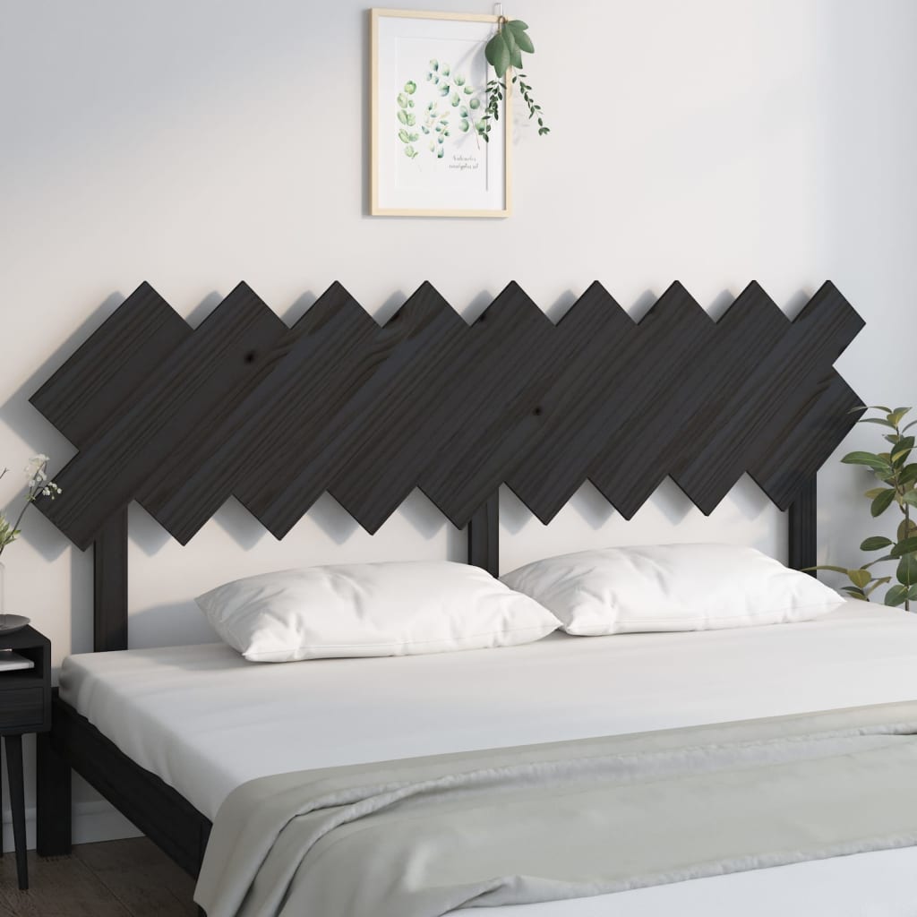 Bed Headboard Black 178X3X80.5 Cm Solid Wood Pine