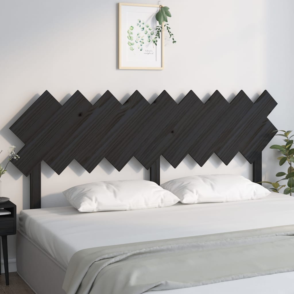 Bed Headboard Black 178X3X80.5 Cm Solid Wood Pine