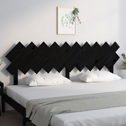 Bed Headboard Black 196X3X80.5 Cm Solid Wood Pine