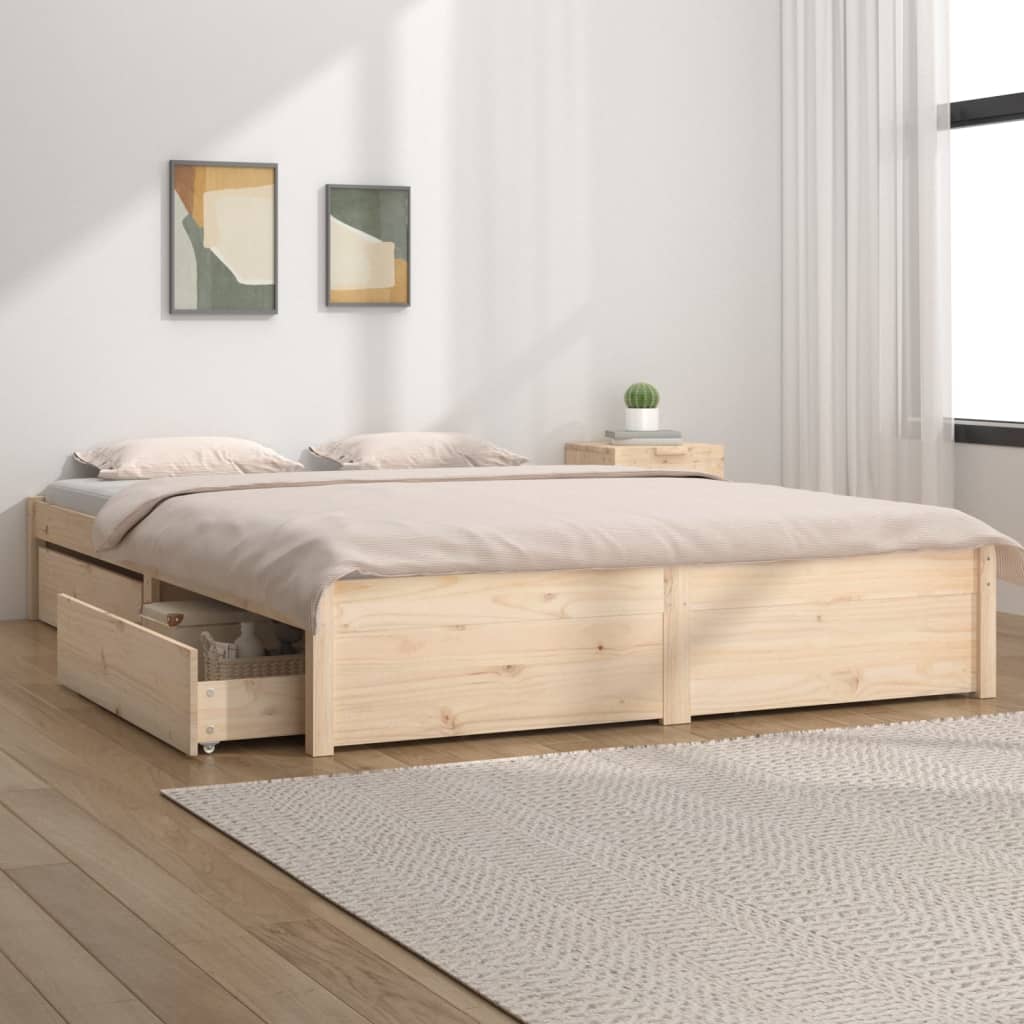 Bed Frame With Drawers 120X190 Cm Small Double