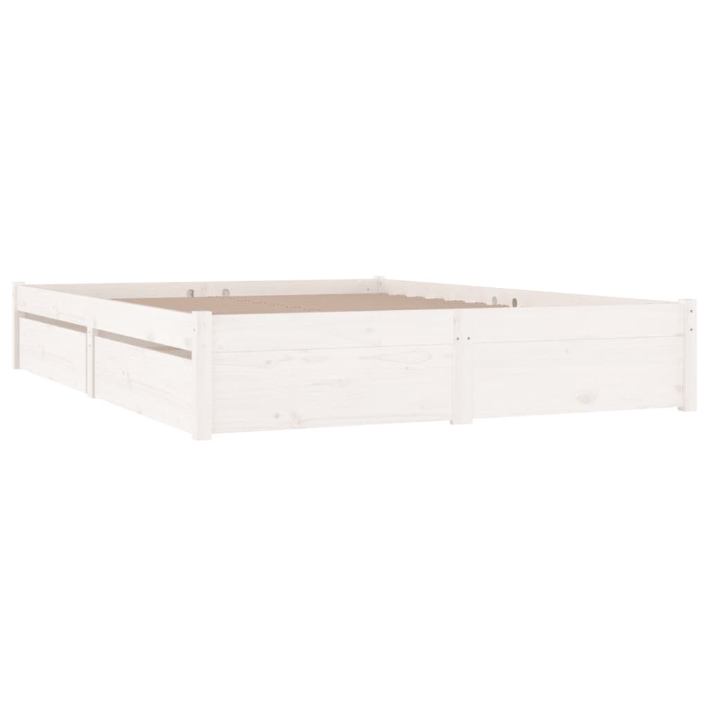 Bed Frame Without Mattress With Drawers White Small Double