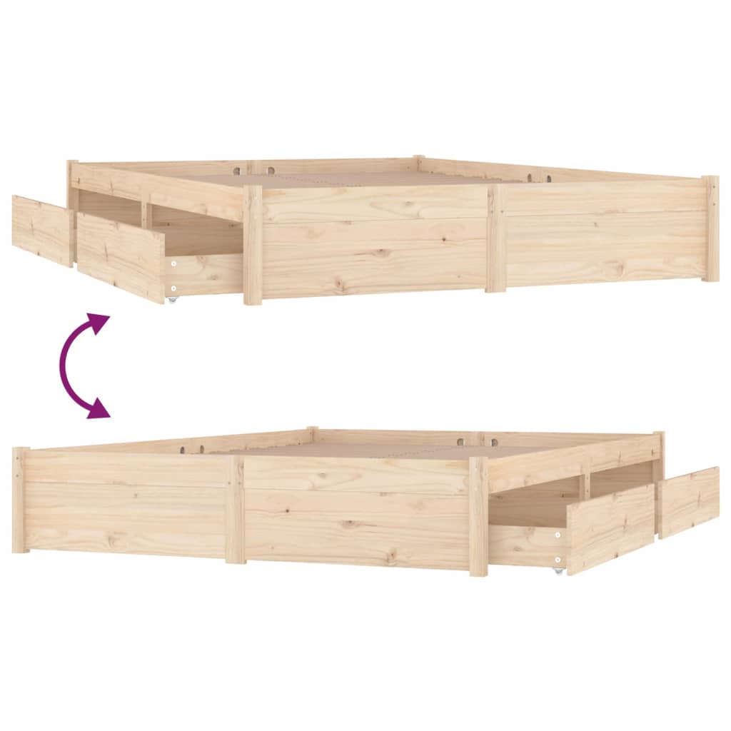 Bed Frame With Drawers 150X200 Cm King Size