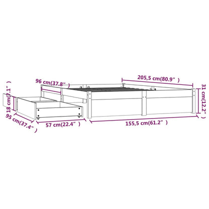 Bed Frame With Drawers 150X200 Cm King Size