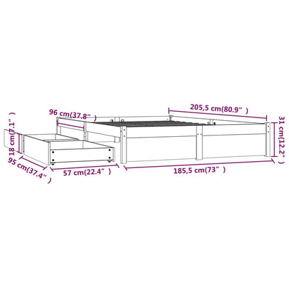 Bed Frame With Drawers 180X200 Cm Super King Size