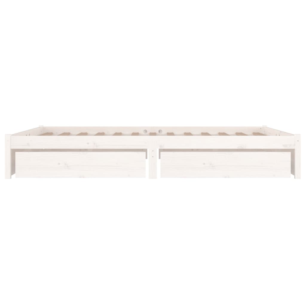 Bed Frame With Drawers White 180X200 Cm Super King Size