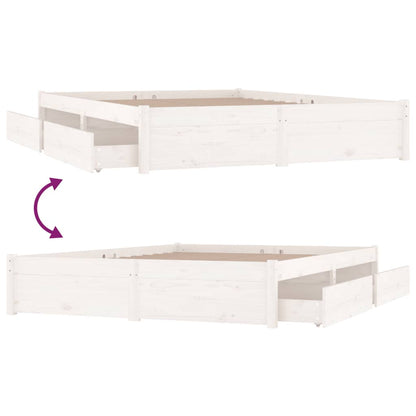 Bed Frame With Drawers White 180X200 Cm Super King Size